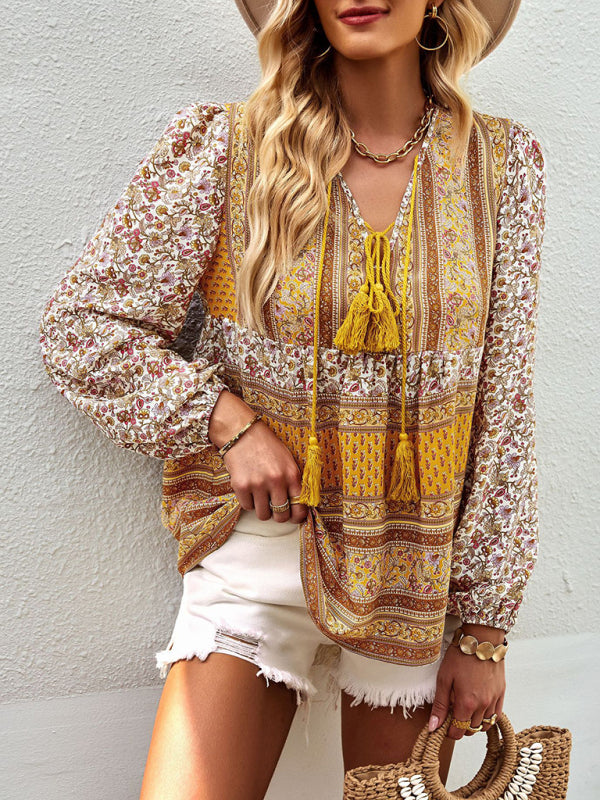 Bohemian temperament top shirt spring and autumn four seasons new shirt - THE QUEEN RUNWAY