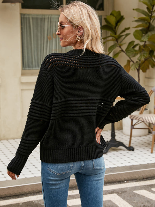 Pullover Sweater Striped Women's Knitwear Fashion Sweater - THE QUEEN RUNWAY