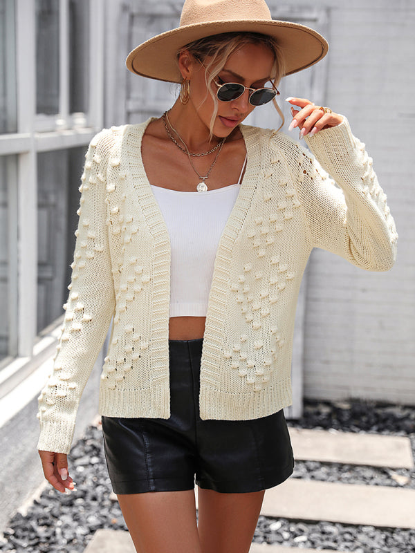 Women's knitted three-dimensional pattern cardigan coat sweater - THE QUEEN RUNWAY