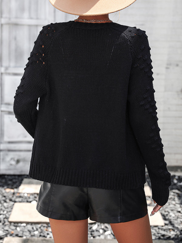 Women's knitted three-dimensional pattern cardigan coat sweater - THE QUEEN RUNWAY