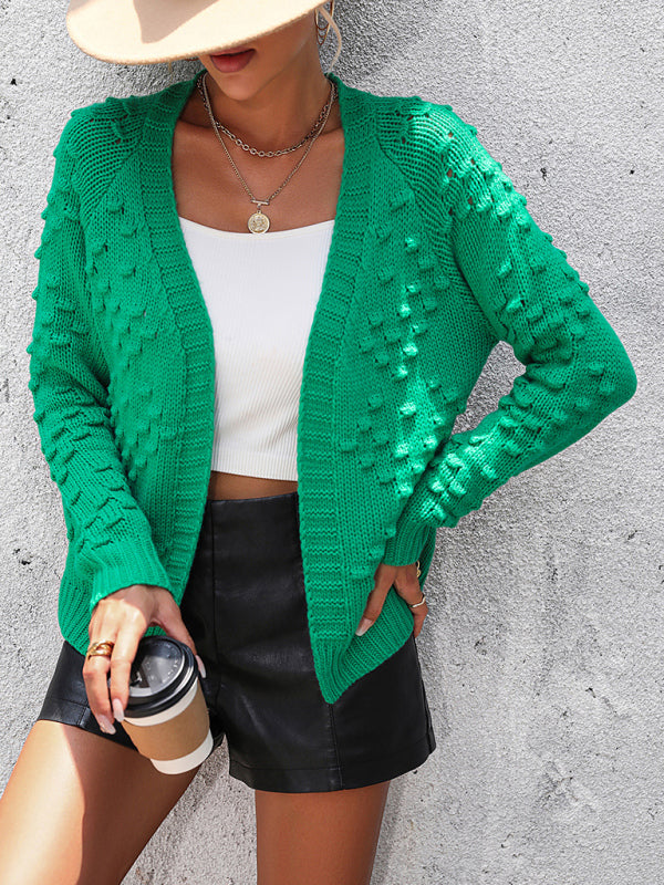 Women's knitted three-dimensional pattern cardigan coat sweater - THE QUEEN RUNWAY
