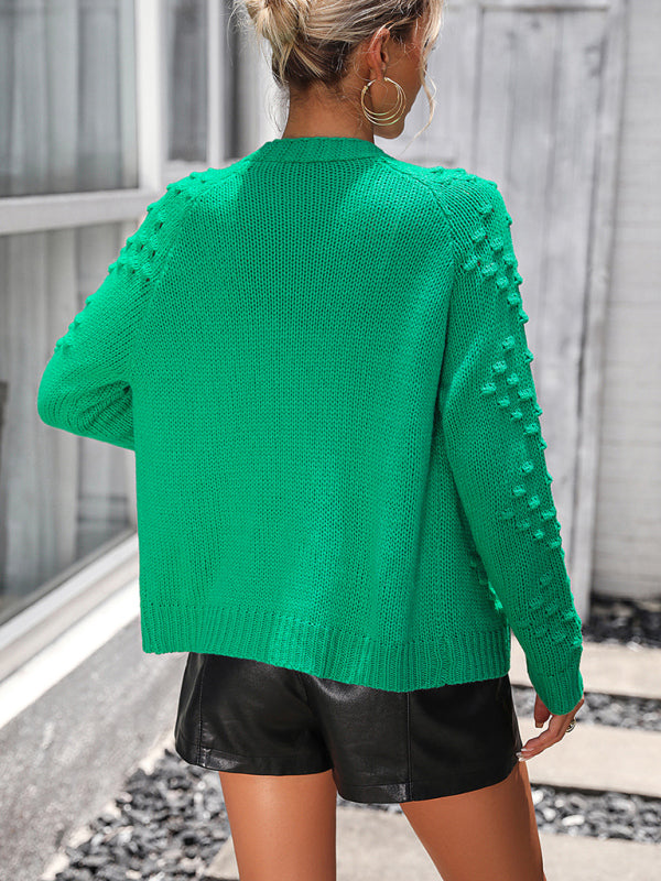 Women's knitted three-dimensional pattern cardigan coat sweater - THE QUEEN RUNWAY