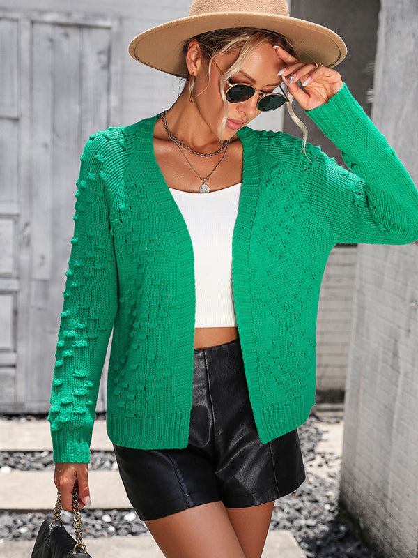 Women's knitted three-dimensional pattern cardigan coat sweater - THE QUEEN RUNWAY