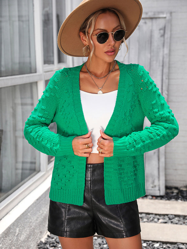 Women's knitted three-dimensional pattern cardigan coat sweater - THE QUEEN RUNWAY