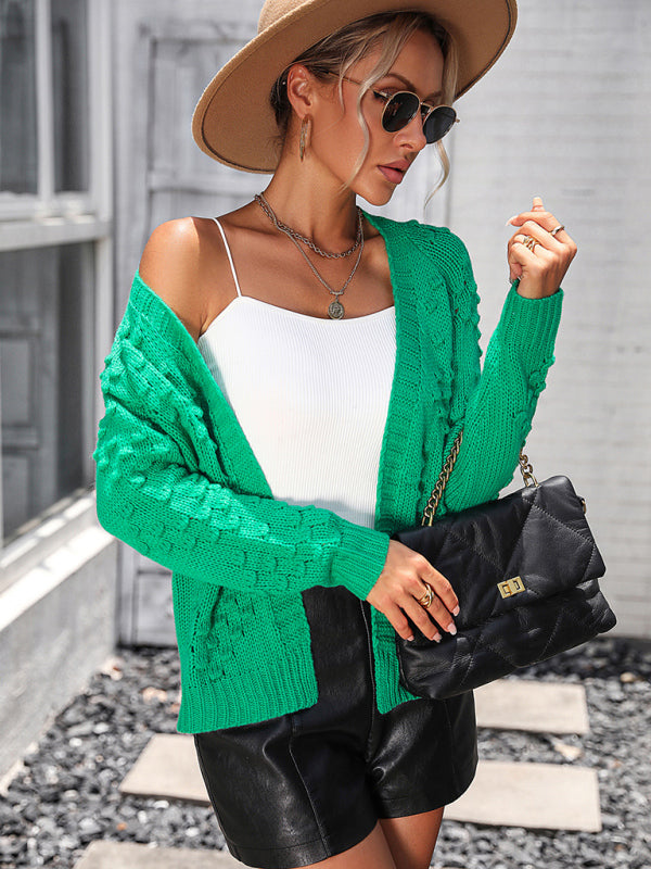 Women's knitted three-dimensional pattern cardigan coat sweater - THE QUEEN RUNWAY