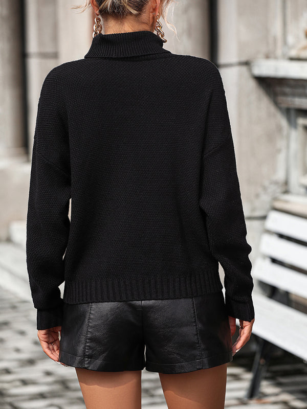 Women's Loose Fringed Sweater Knit Turtleneck Sweater - THE QUEEN RUNWAY