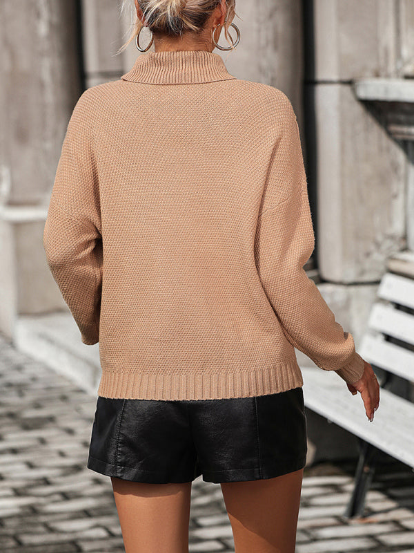 Women's Loose Fringed Sweater Knit Turtleneck Sweater - THE QUEEN RUNWAY