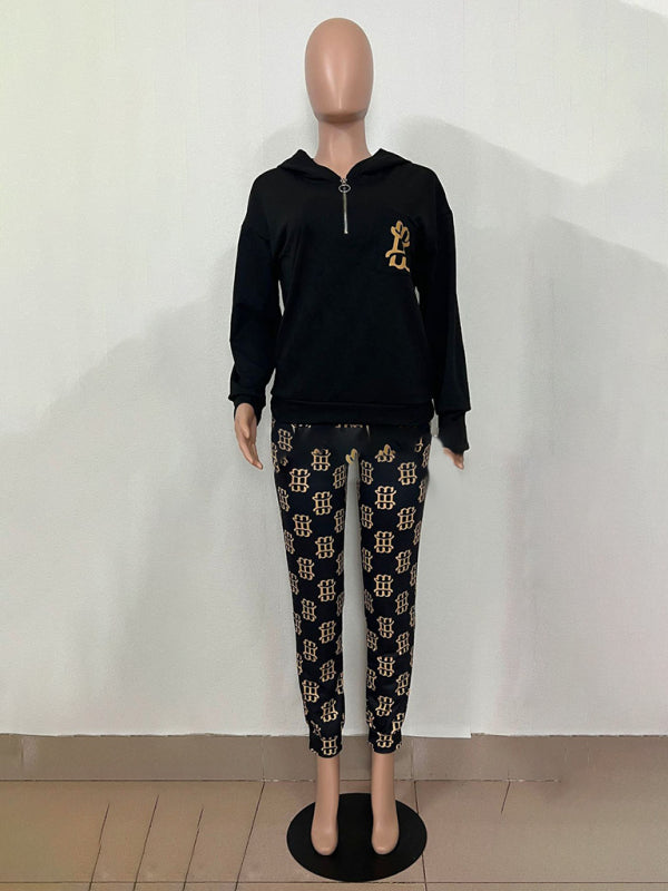Printed long-sleeved trousers set High-quality sweater set - THE QUEEN RUNWAY