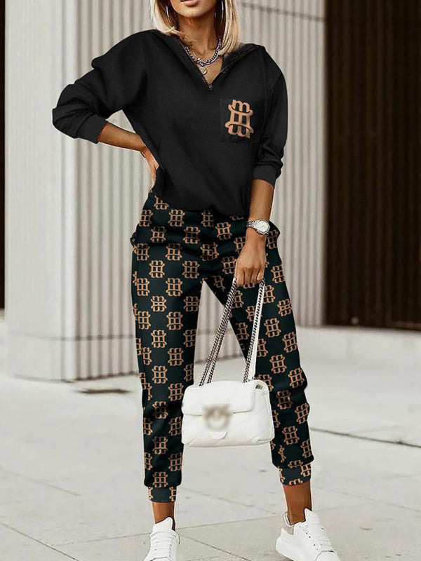 Printed long-sleeved trousers set High-quality sweater set - THE QUEEN RUNWAY