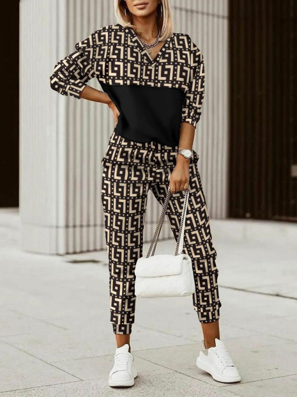 Printed long-sleeved trousers set High-quality sweater set - THE QUEEN RUNWAY