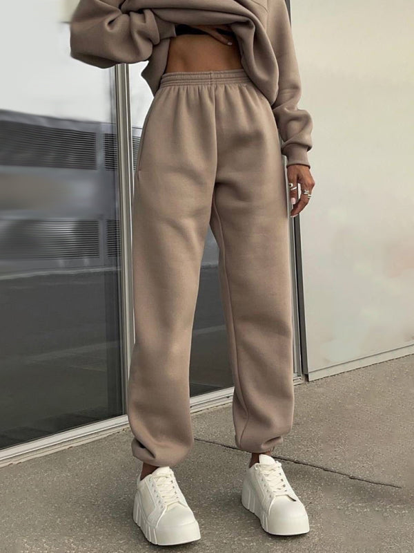 Long Sleeve Zipper Stand Collar Sweater Comfortable Loose Sports Leisure Sweater Two-piece Set - THE QUEEN RUNWAY