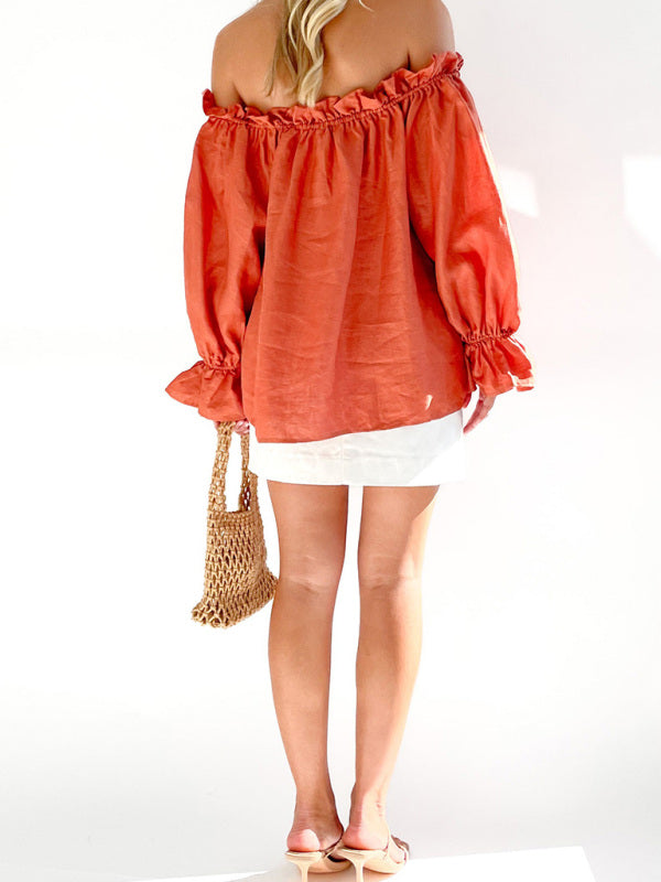 Elegant Bandage Loose Casual One Shoulder Balloon Sleeve Top - THE QUEEN RUNWAY