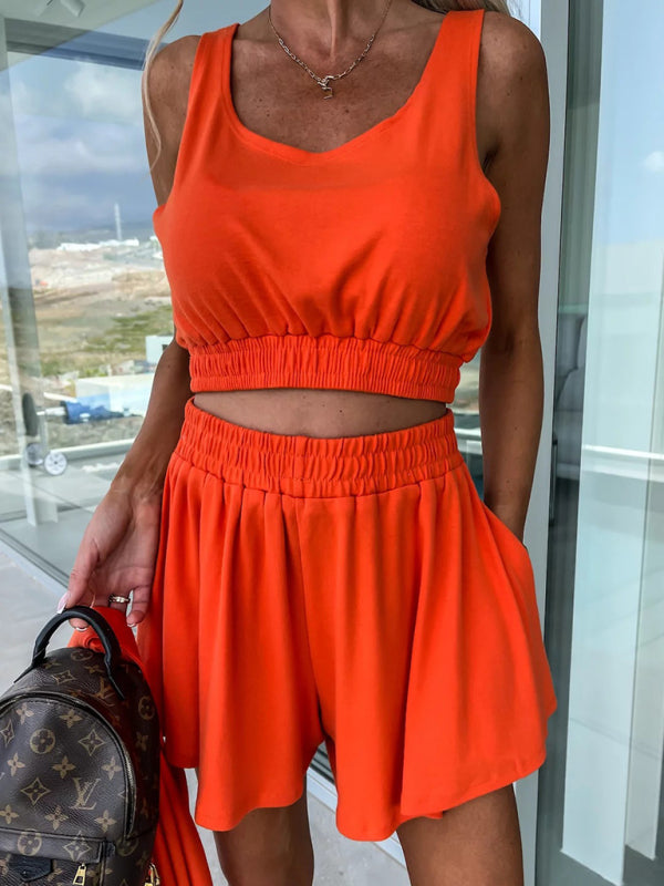 New casual three-piece suit INS vacation loose pocket women's shorts sets - THE QUEEN RUNWAY