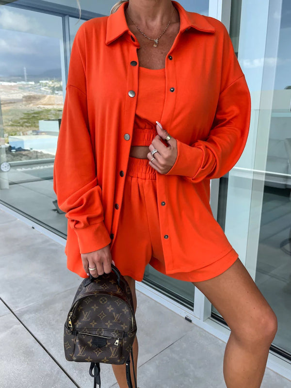 New casual three-piece suit INS vacation loose pocket women's shorts sets - THE QUEEN RUNWAY
