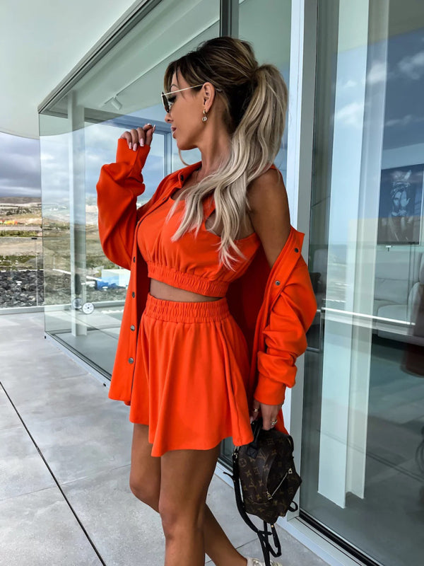 New casual three-piece suit INS vacation loose pocket women's shorts sets - THE QUEEN RUNWAY