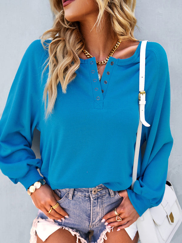 Women Fashion Casual Loose Casual Solid Color Hoodie Long Sleeve Tops - THE QUEEN RUNWAY