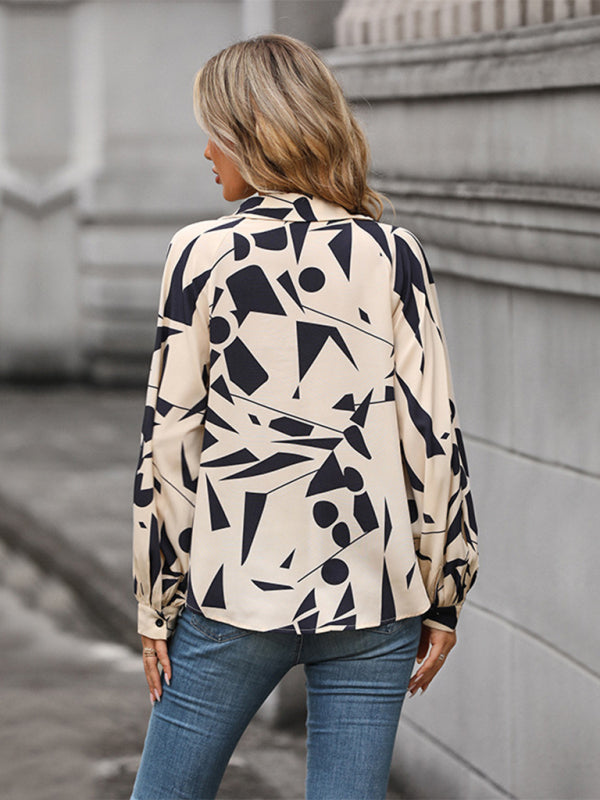 women's autumn winter long sleeve printed shirt - THE QUEEN RUNWAY