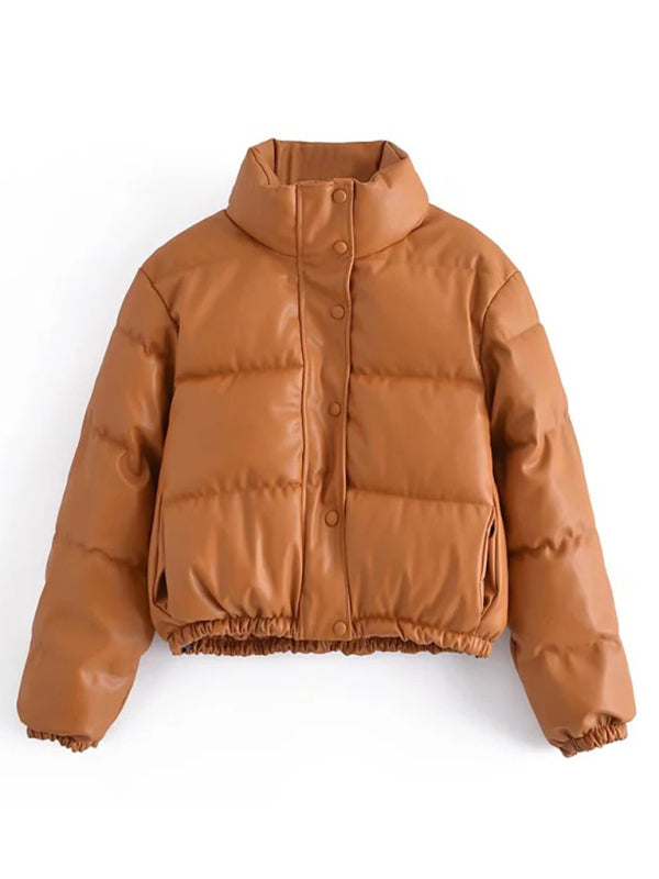 New style stand collar single breasted slim fit padded coat - THE QUEEN RUNWAY