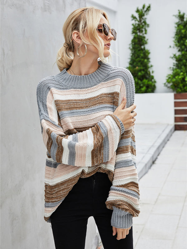 Pullover plus size women's sweater knitted patchwork sweater - THE QUEEN RUNWAY