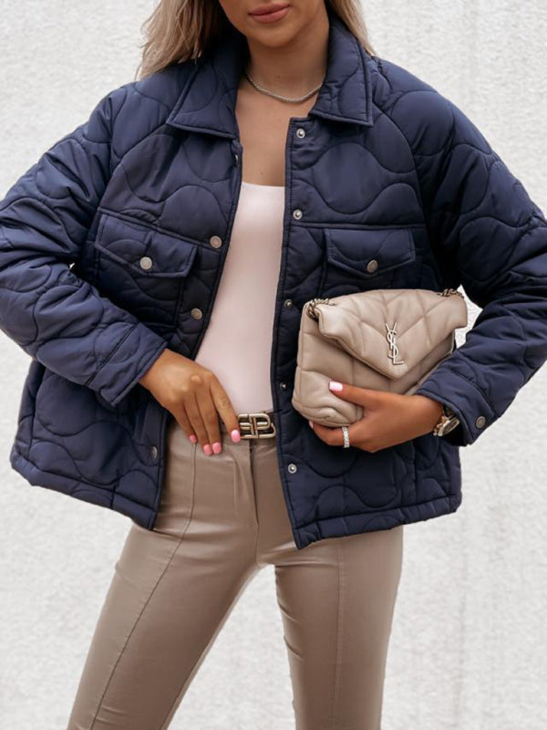 women's long sleeve button decorated cotton coat - THE QUEEN RUNWAY