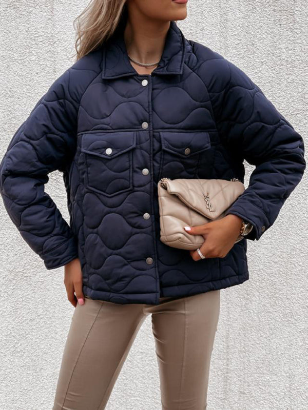 women's long sleeve button decorated cotton coat - THE QUEEN RUNWAY