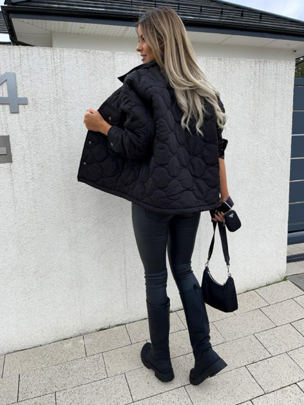 women's long sleeve button decorated cotton coat - THE QUEEN RUNWAY