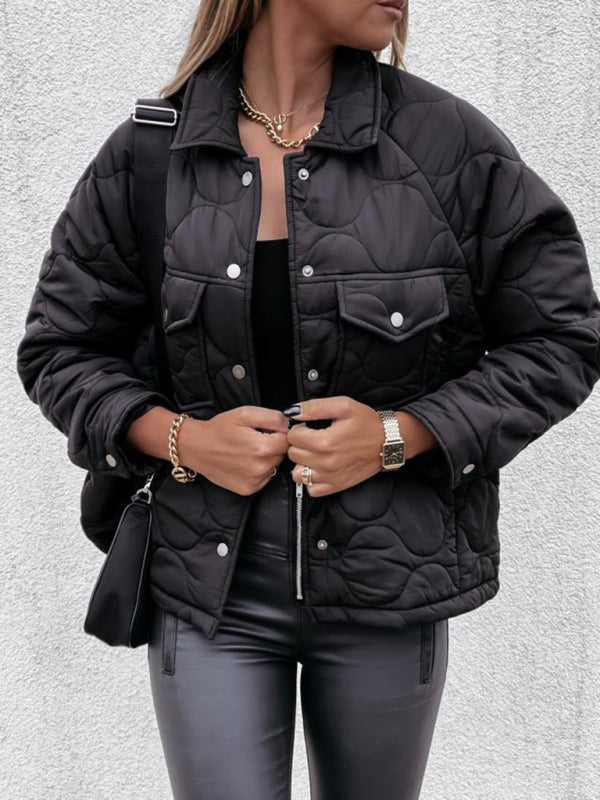 women's long sleeve button decorated cotton coat - THE QUEEN RUNWAY