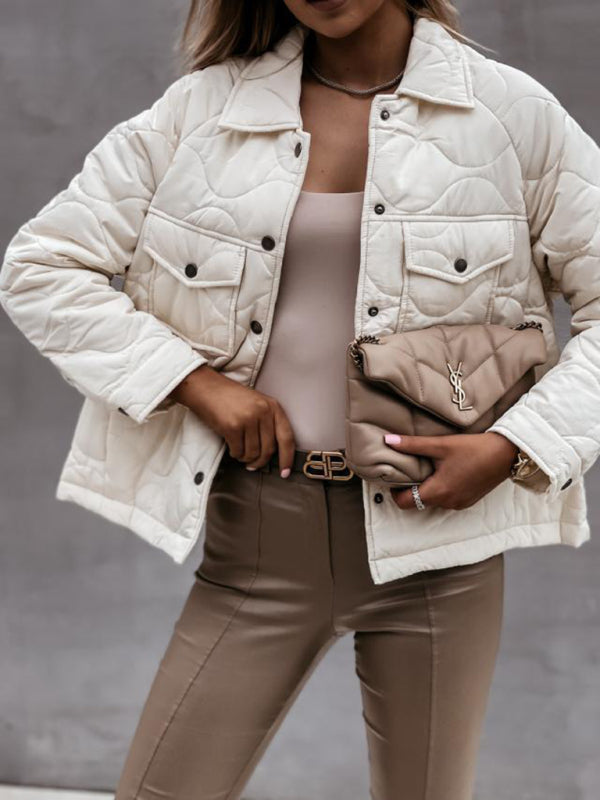 women's long sleeve button decorated cotton coat - THE QUEEN RUNWAY