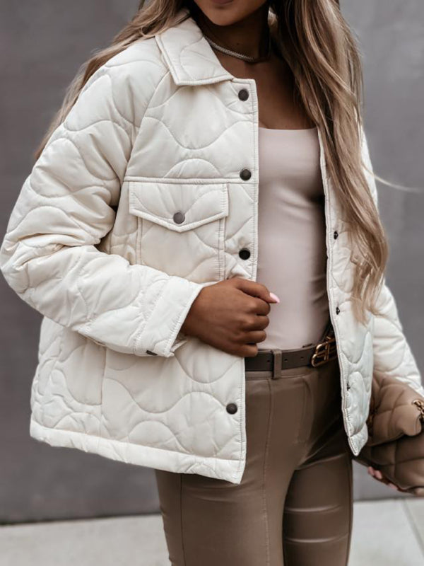 women's long sleeve button decorated cotton coat - THE QUEEN RUNWAY