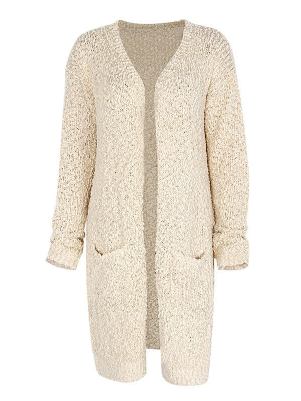 New solid color grain velvet double pocket cardigan sweater jacket - THE QUEEN RUNWAY