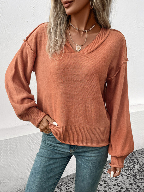 New women's long sleeve solid color sweater - THE QUEEN RUNWAY