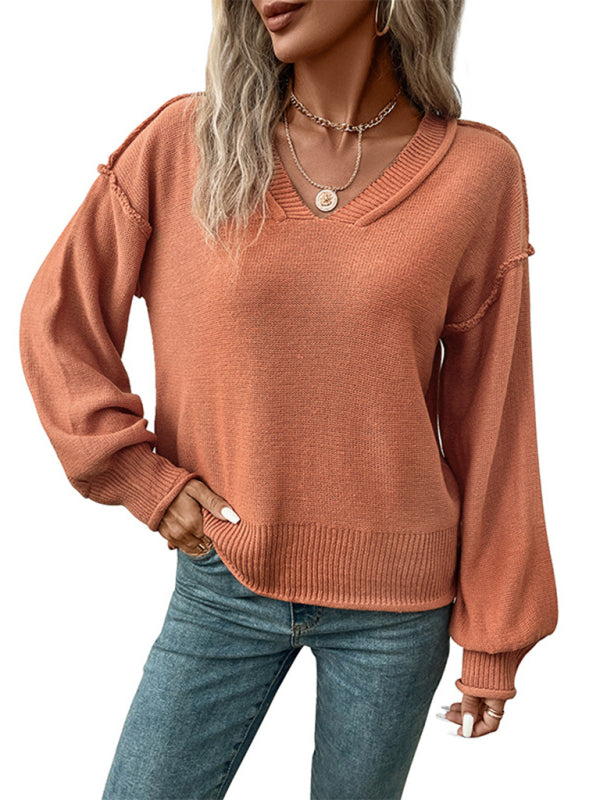 New women's long sleeve solid color sweater - THE QUEEN RUNWAY