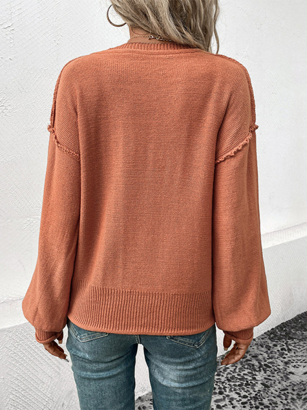 New women's long sleeve solid color sweater - THE QUEEN RUNWAY