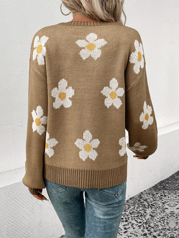 New Fashion Women's Long Sleeve Jacquard Sweater - THE QUEEN RUNWAY