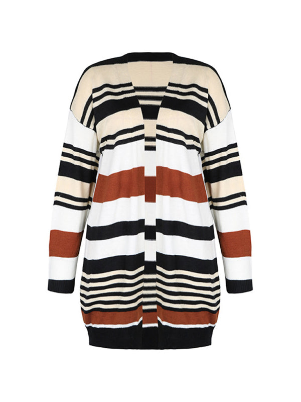 New color block long sweater cardigan - THE QUEEN RUNWAY