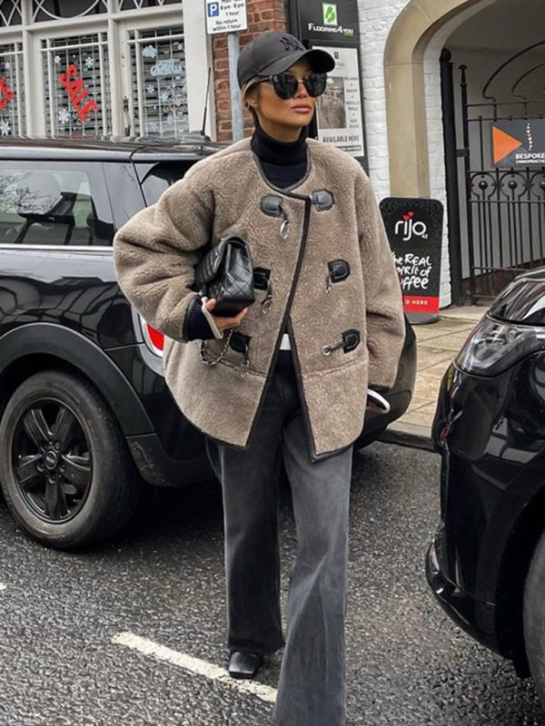 New Fashionable Cashmere Women's Metal Lock Design Cardigan Jacket - THE QUEEN RUNWAY