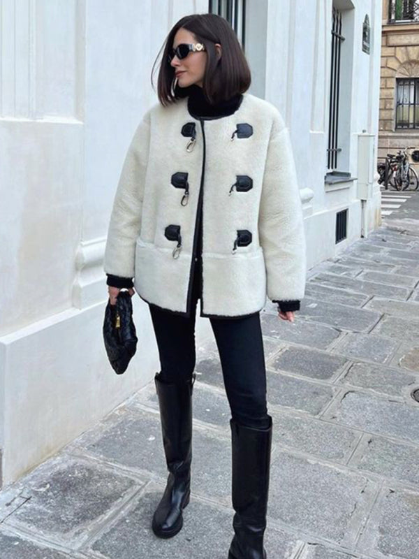 New Fashionable Cashmere Women's Metal Lock Design Cardigan Jacket - THE QUEEN RUNWAY