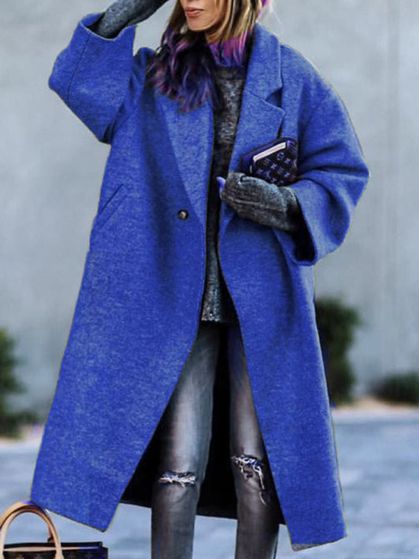 Women's new temperament commuting beltless lapel loose woolen jacket - THE QUEEN RUNWAY