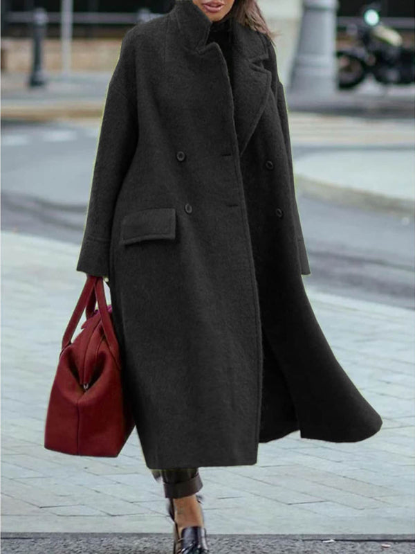 Women's new temperament commuting beltless lapel loose woolen jacket - THE QUEEN RUNWAY