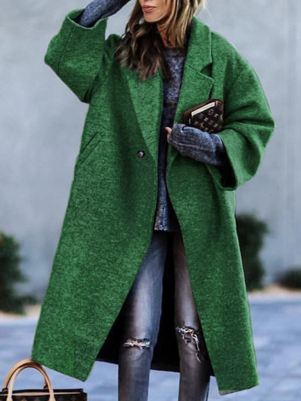 Women's new temperament commuting beltless lapel loose woolen jacket - THE QUEEN RUNWAY