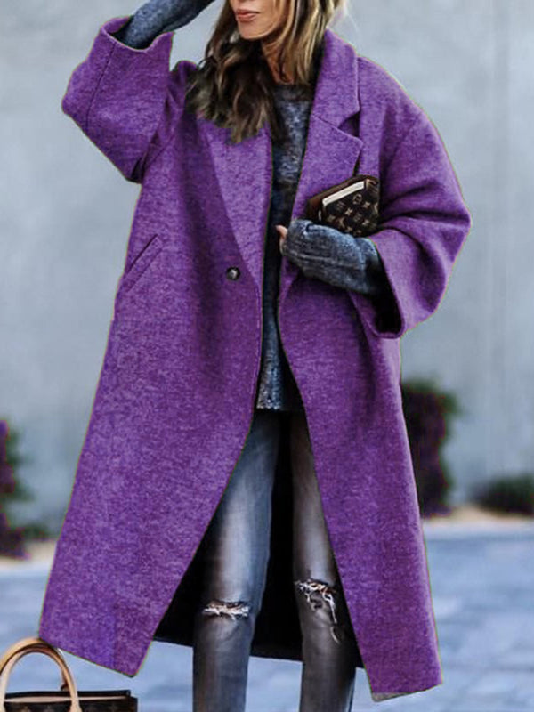 Women's new temperament commuting beltless lapel loose woolen jacket - THE QUEEN RUNWAY