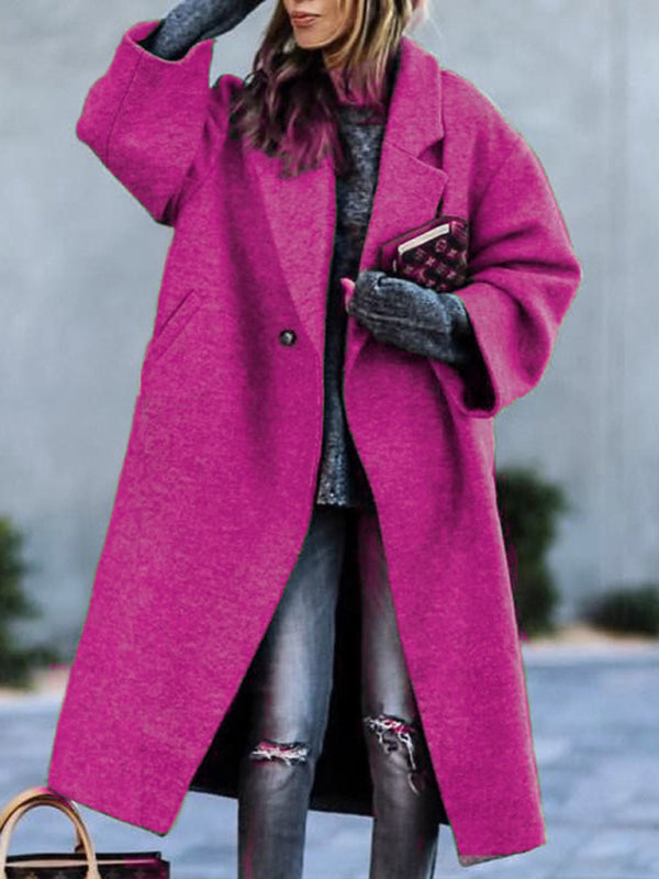 Women's new temperament commuting beltless lapel loose woolen jacket - THE QUEEN RUNWAY