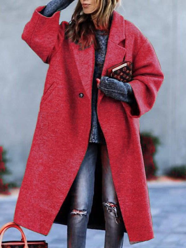 Women's new temperament commuting beltless lapel loose woolen jacket - THE QUEEN RUNWAY