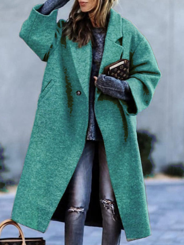 Women's new temperament commuting beltless lapel loose woolen jacket - THE QUEEN RUNWAY