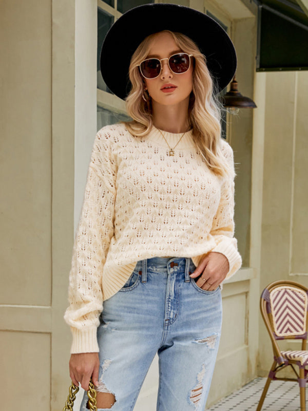 New women's design loose round neck pullover sweater - THE QUEEN RUNWAY