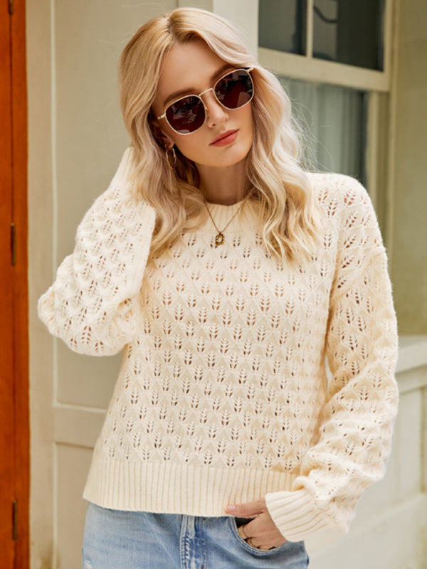 New women's design loose round neck pullover sweater - THE QUEEN RUNWAY
