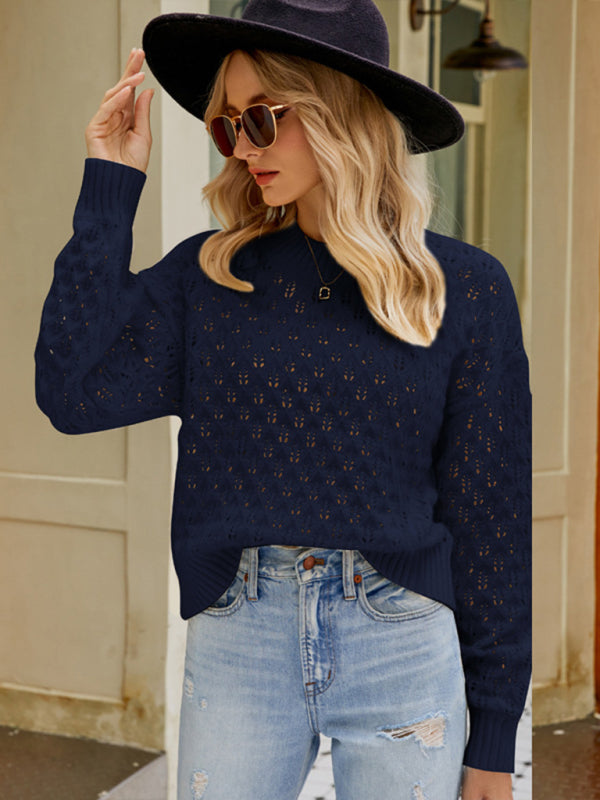 New women's design loose round neck pullover sweater - THE QUEEN RUNWAY