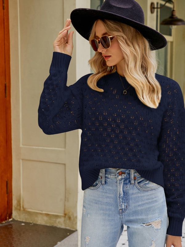New women's design loose round neck pullover sweater - THE QUEEN RUNWAY