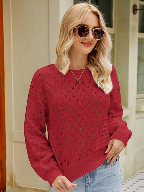 New women's design loose round neck pullover sweater - THE QUEEN RUNWAY