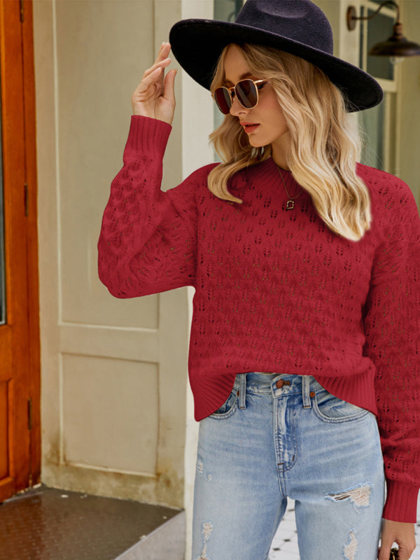 New women's design loose round neck pullover sweater - THE QUEEN RUNWAY